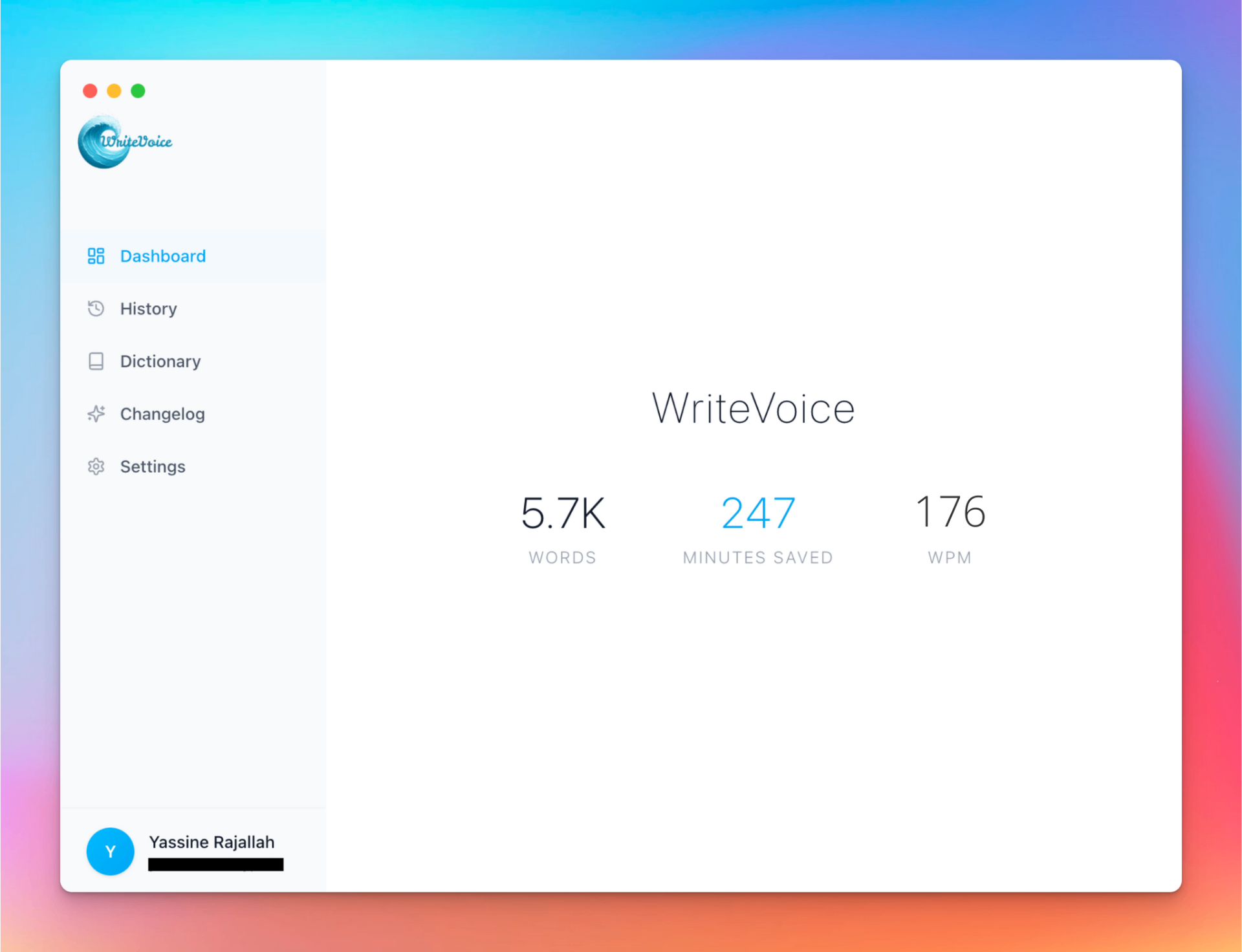 WriteVoice  screenshot and logo